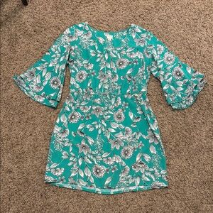 a.n.a Blue Sundress with Bell Sleeves and Crew Neck